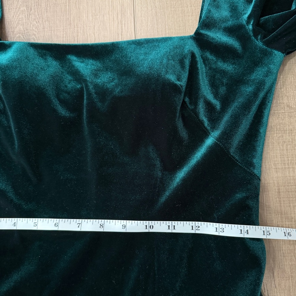 JENNY YOO Rachel Velvet Emerald Green SquareNeck Dress Gown 35" Bust Prom Bridal - Picture 11 of 16